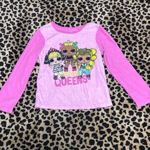 L.O.L. Surprise! Pink and White Long Sleeve Pajama Shirt Size 6/6X